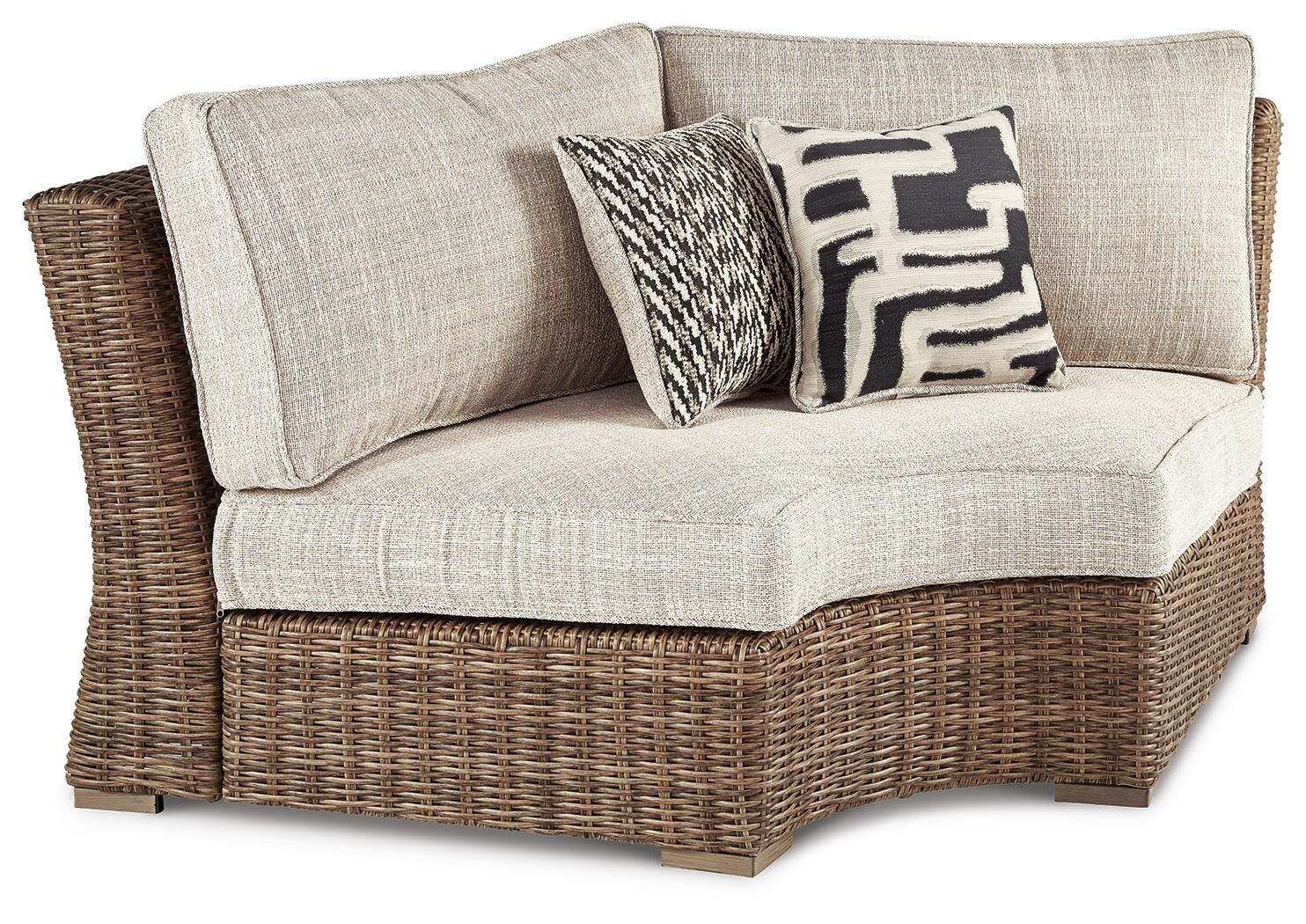 Beachcroft Outdoor Curved Corner Chair with Cushion - Beige (1)