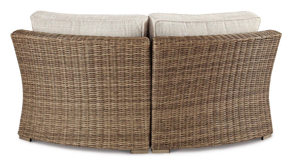 Beachcroft Outdoor Curved Corner Chair with Cushion - Beige (3)