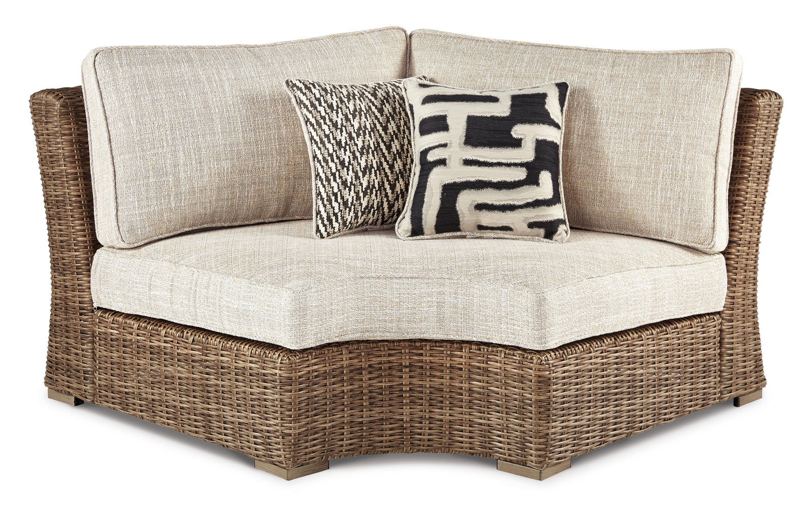 Beachcroft Outdoor Curved Corner Chair with Cushion - Beige (2)