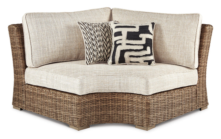 Beachcroft Outdoor Curved Corner Chair with Cushion - Beige (2)