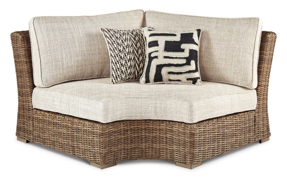 Beachcroft Outdoor Curved Corner Chair with Cushion - Beige (2)