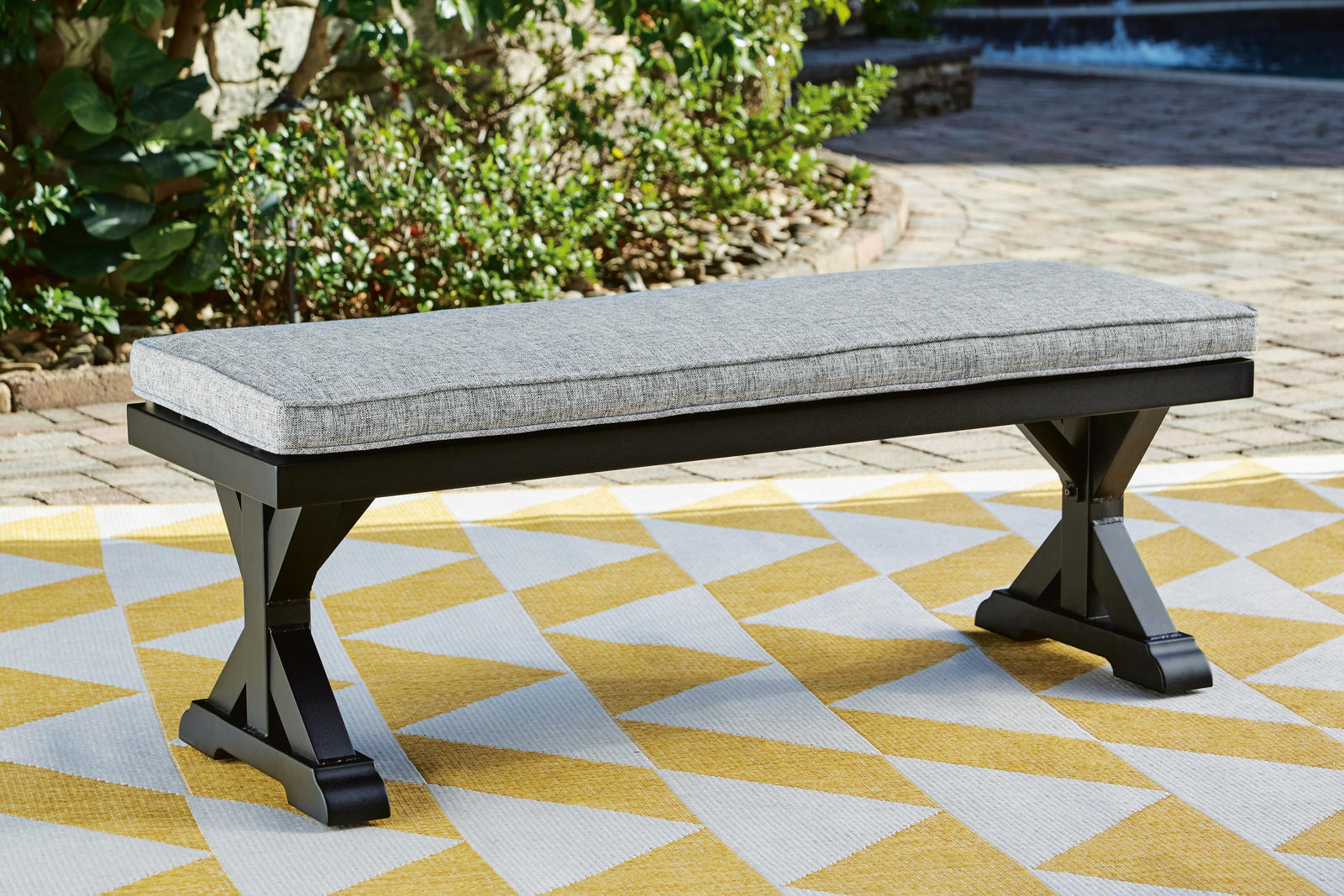 Beachcroft Outdoor Bench with Cushion - Black (2)