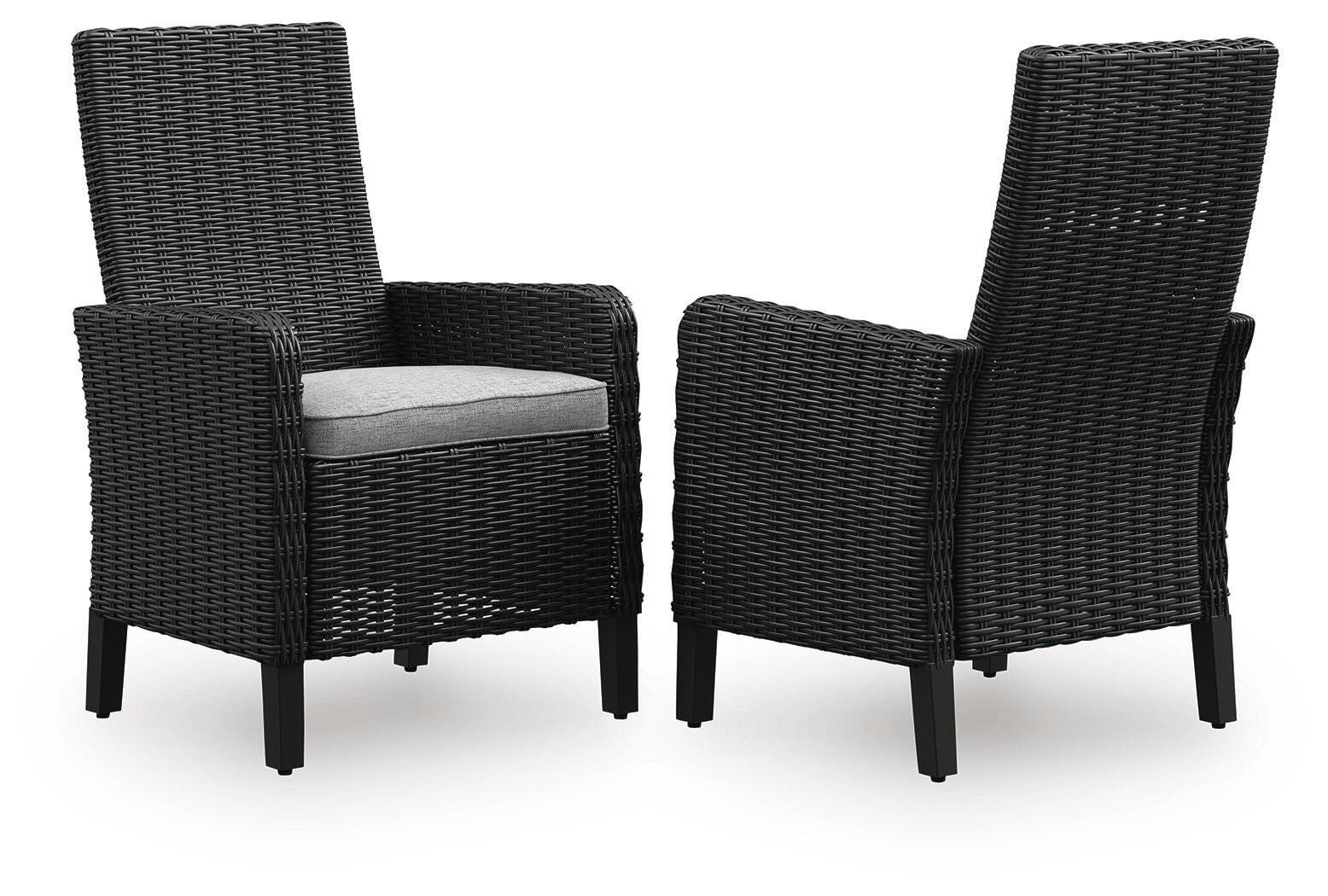 Beachcroft Outdoor Arm Chair with Cushion (Set of 2) - Black (1)