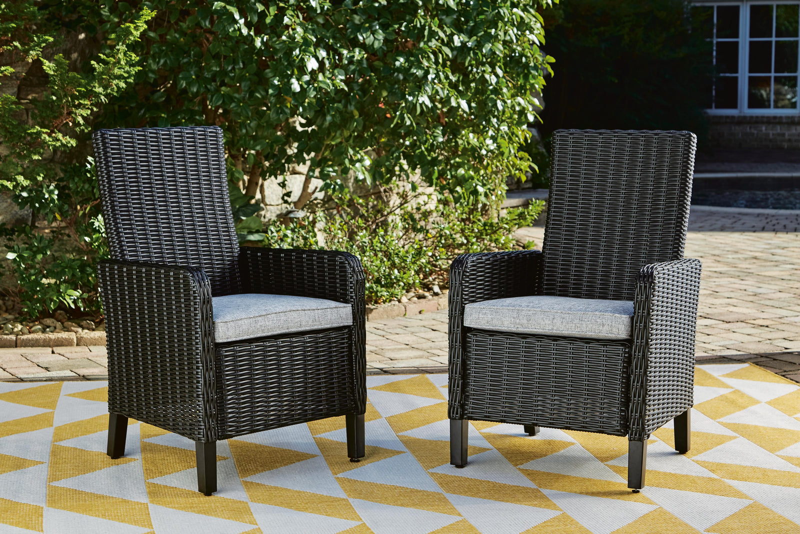 Beachcroft Outdoor Arm Chair with Cushion (Set of 2) - Black (2)