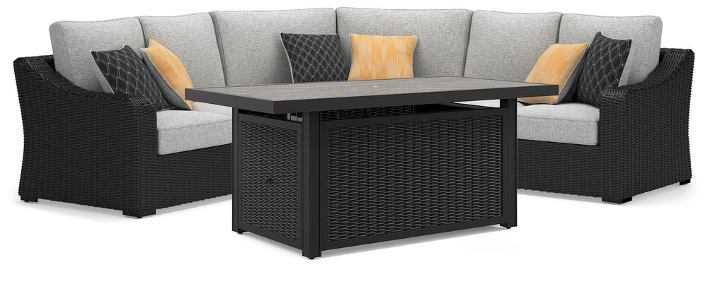Beachcroft 3-Piece Outdoor Sectional and Fire Pit Table (1)