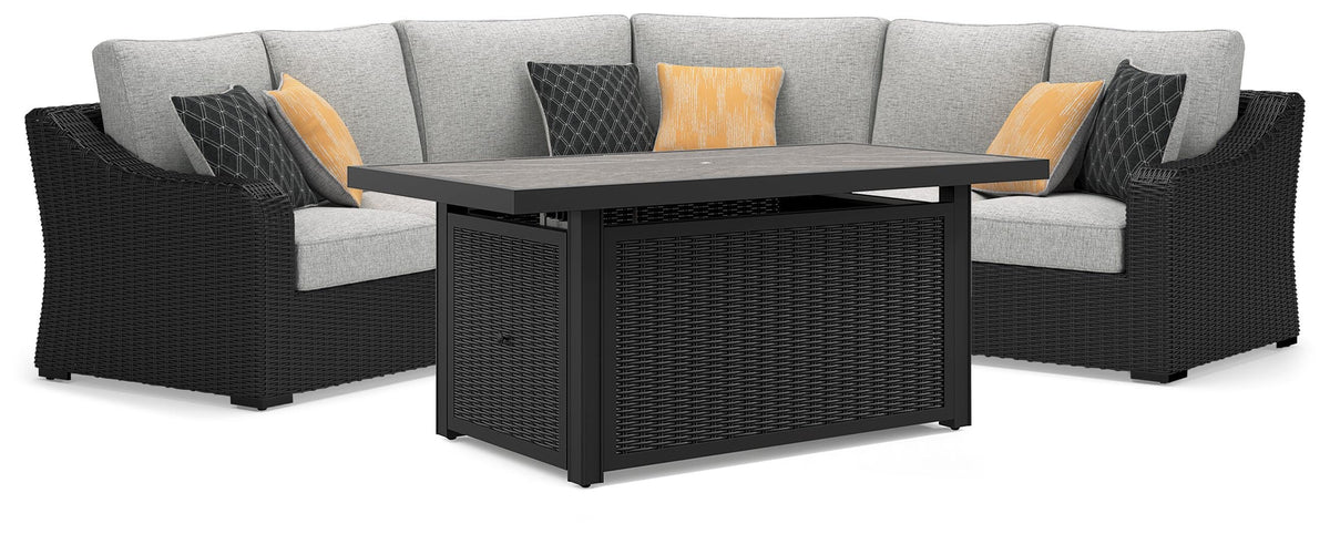 Beachcroft 3-Piece Outdoor Sectional and Fire Pit Table (1)
