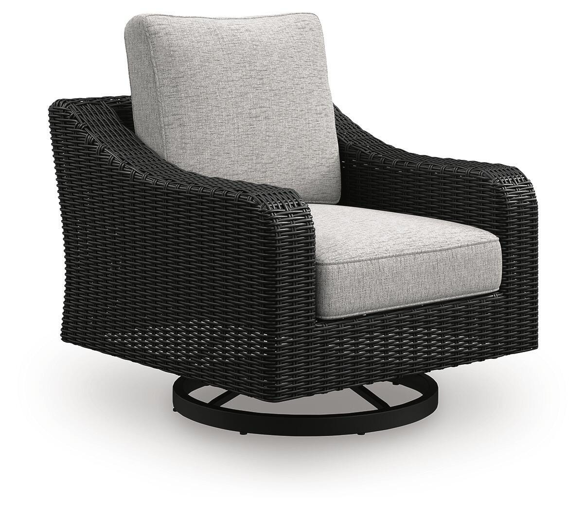 Beachcroft Outdoor Swivel Lounge with Cushion - Black (1)