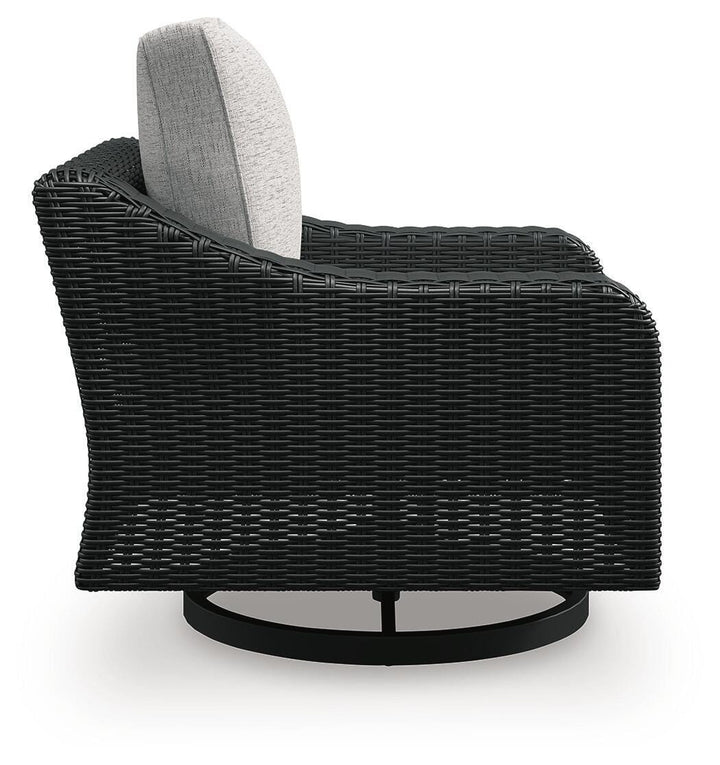 Beachcroft Outdoor Swivel Lounge with Cushion - Black (7)