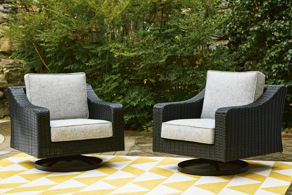 Beachcroft Outdoor Swivel Lounge with Cushion - Black (8)