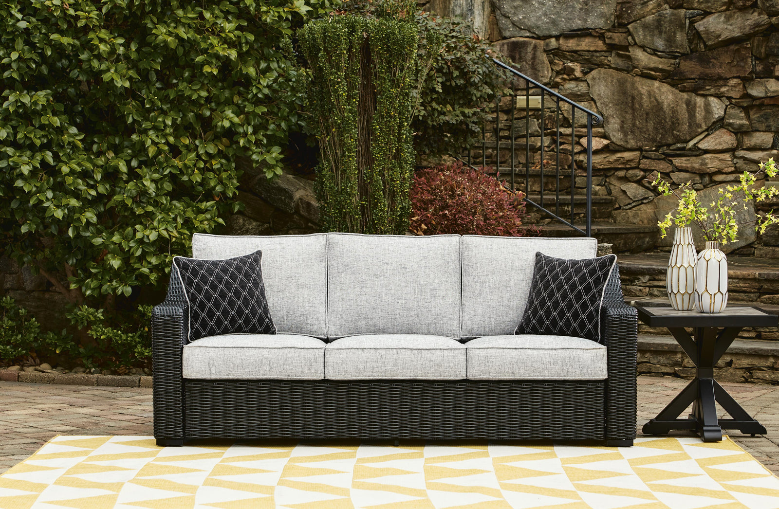 Beachcroft Outdoor Sofa with Cushion - Black (2)