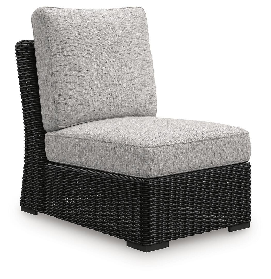 Beachcroft Outdoor Armless Chair with Cushion - Black (1)