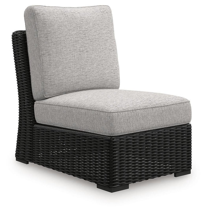 Beachcroft Outdoor Armless Chair with Cushion - Black (1)
