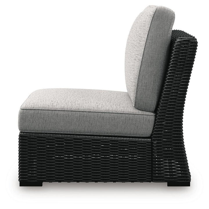 Beachcroft Outdoor Armless Chair with Cushion - Black (6)
