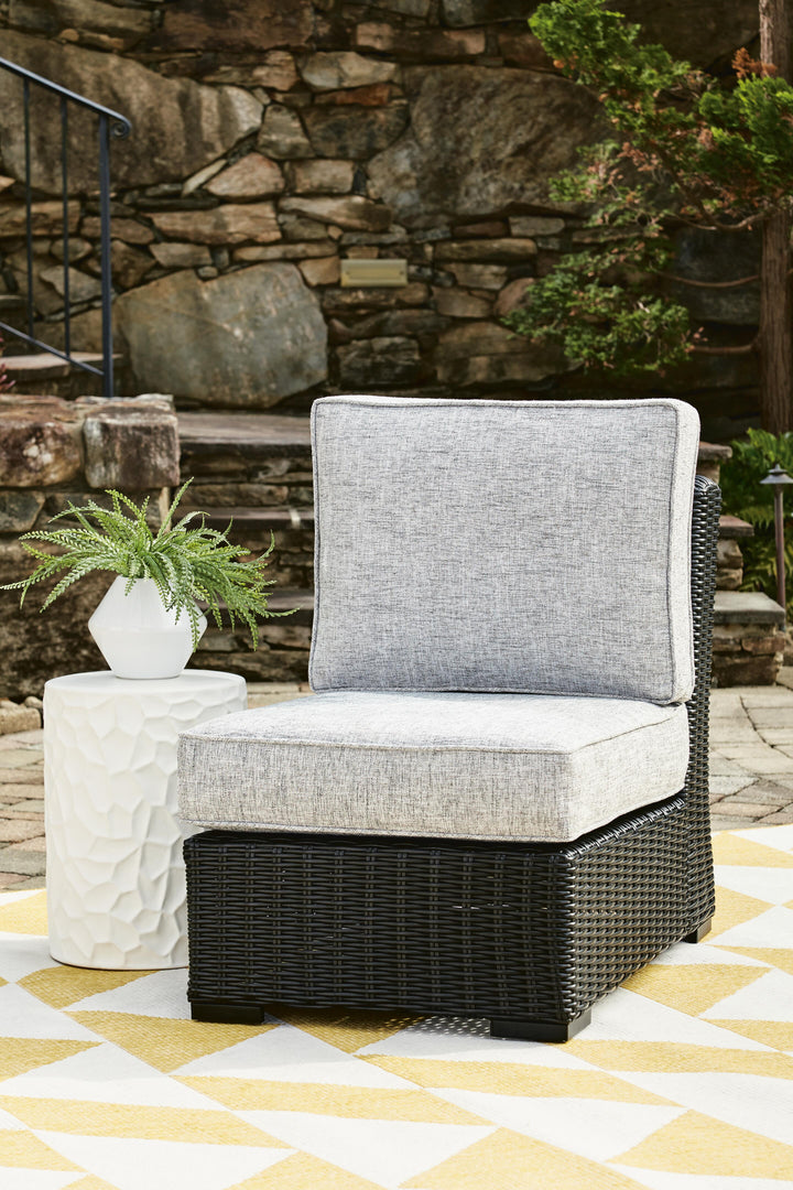 Beachcroft Outdoor Armless Chair with Cushion - Black (2)