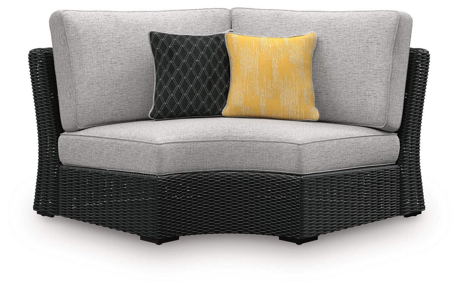 Beachcroft Outdoor Curved Corner Chair with Cushion - Black (1)