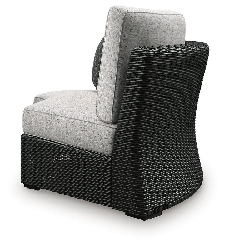 Beachcroft Outdoor Curved Corner Chair with Cushion - Black (5)