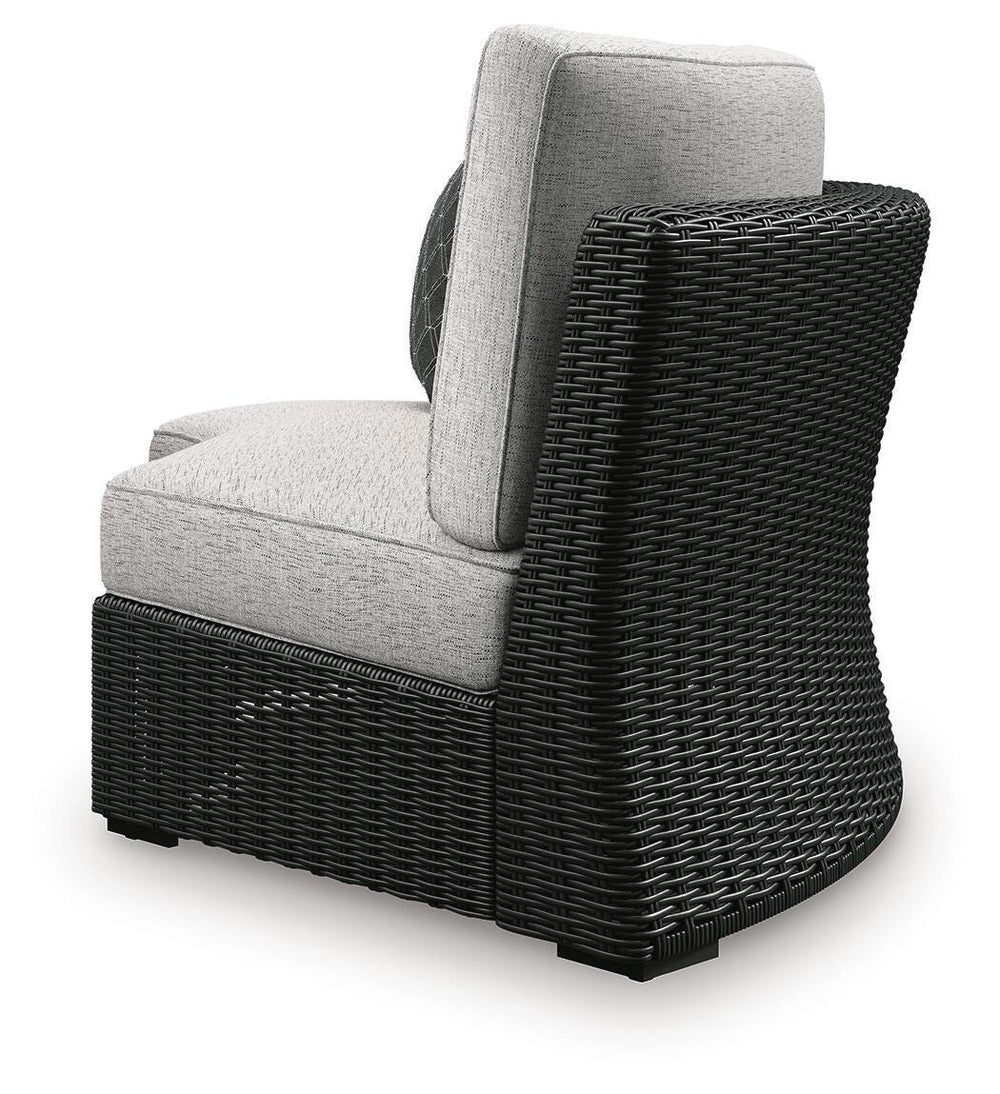 Beachcroft Outdoor Curved Corner Chair with Cushion - Black (5)