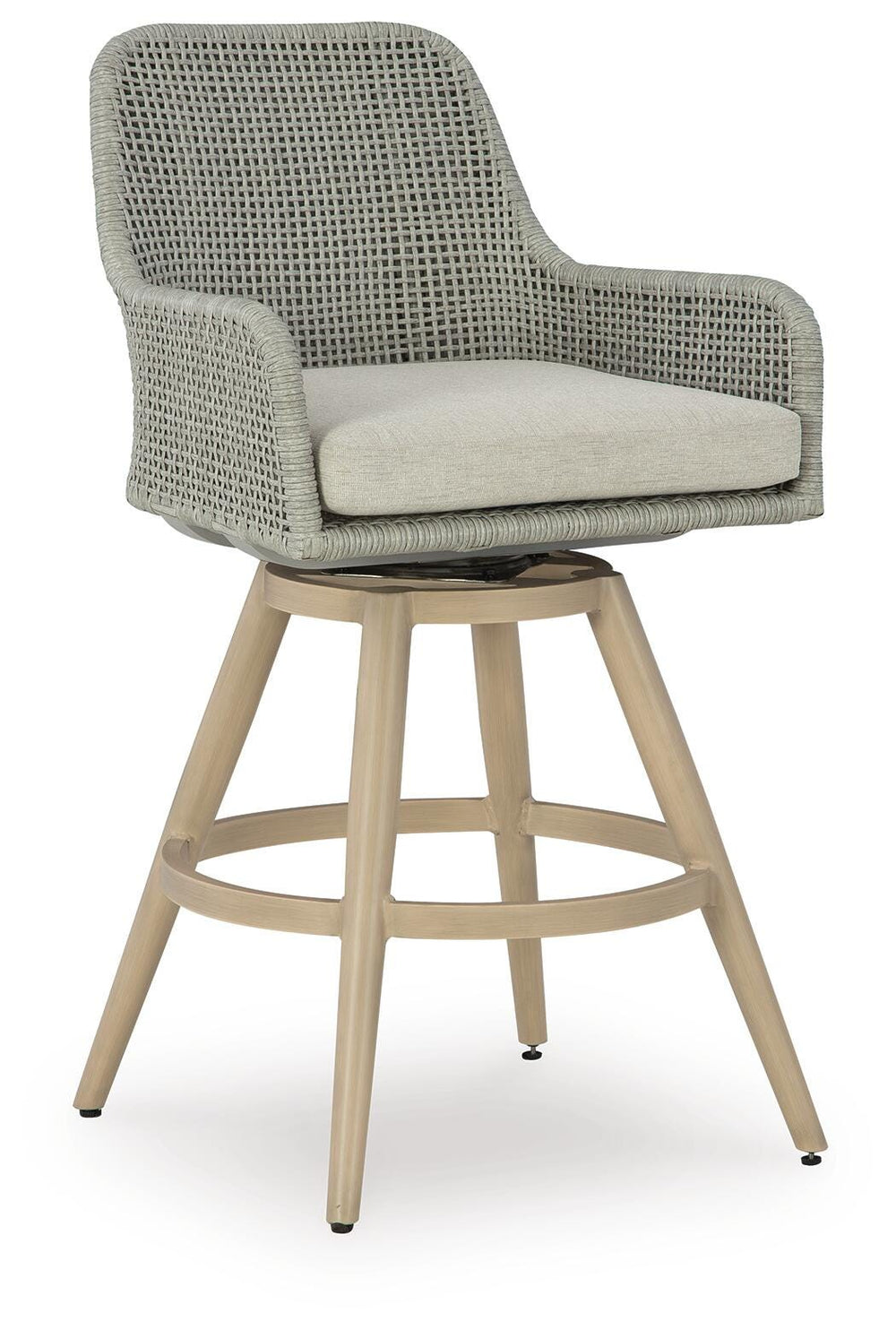 Seton Creek Outdoor Bar Height Barstool with Cushion (Set of 2) - Beige (3)