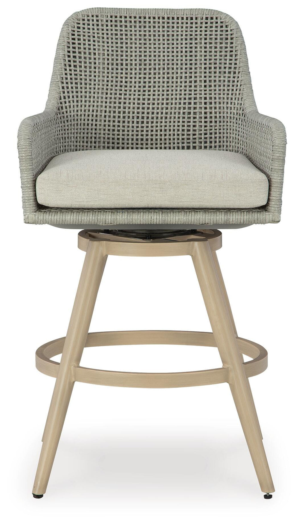 Seton Creek Outdoor Bar Height Barstool with Cushion (Set of 2) - Beige (4)