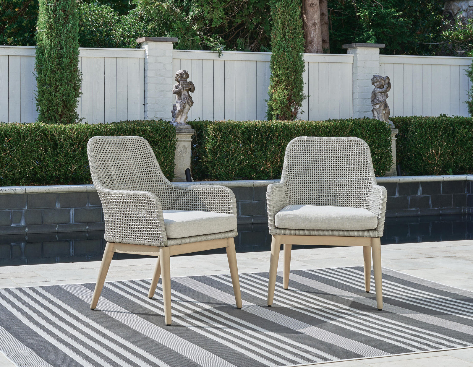 Seton Creek Outdoor Dining Arm Chair (Set of 2) - Dark Gray (2)