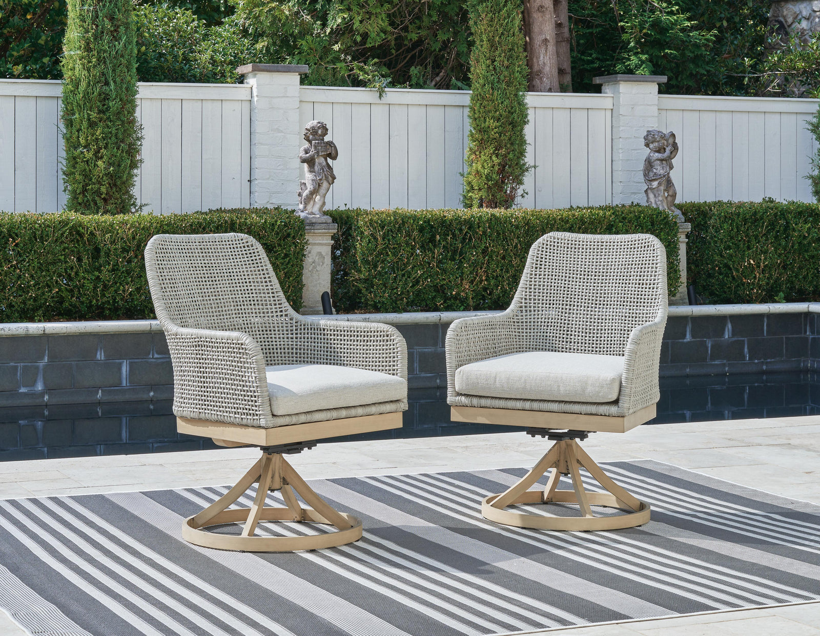 Seton Creek Outdoor Swivel Dining Chair (Set of 2) - Dark Gray (2)