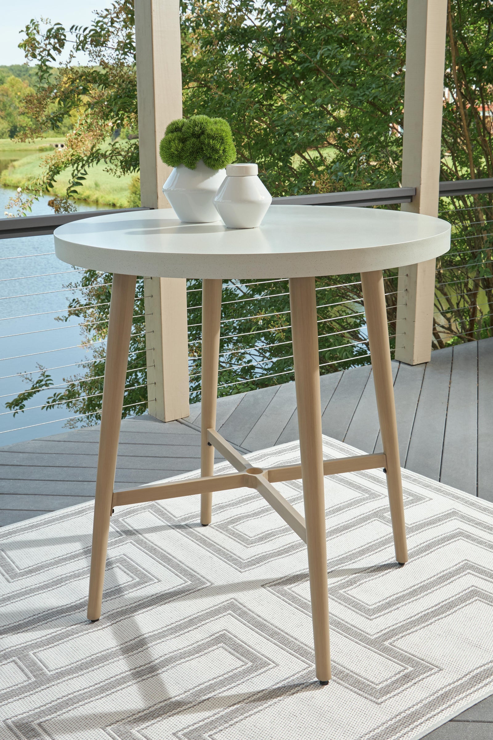 Seton Creek Outdoor Bar Table - Beige (2)