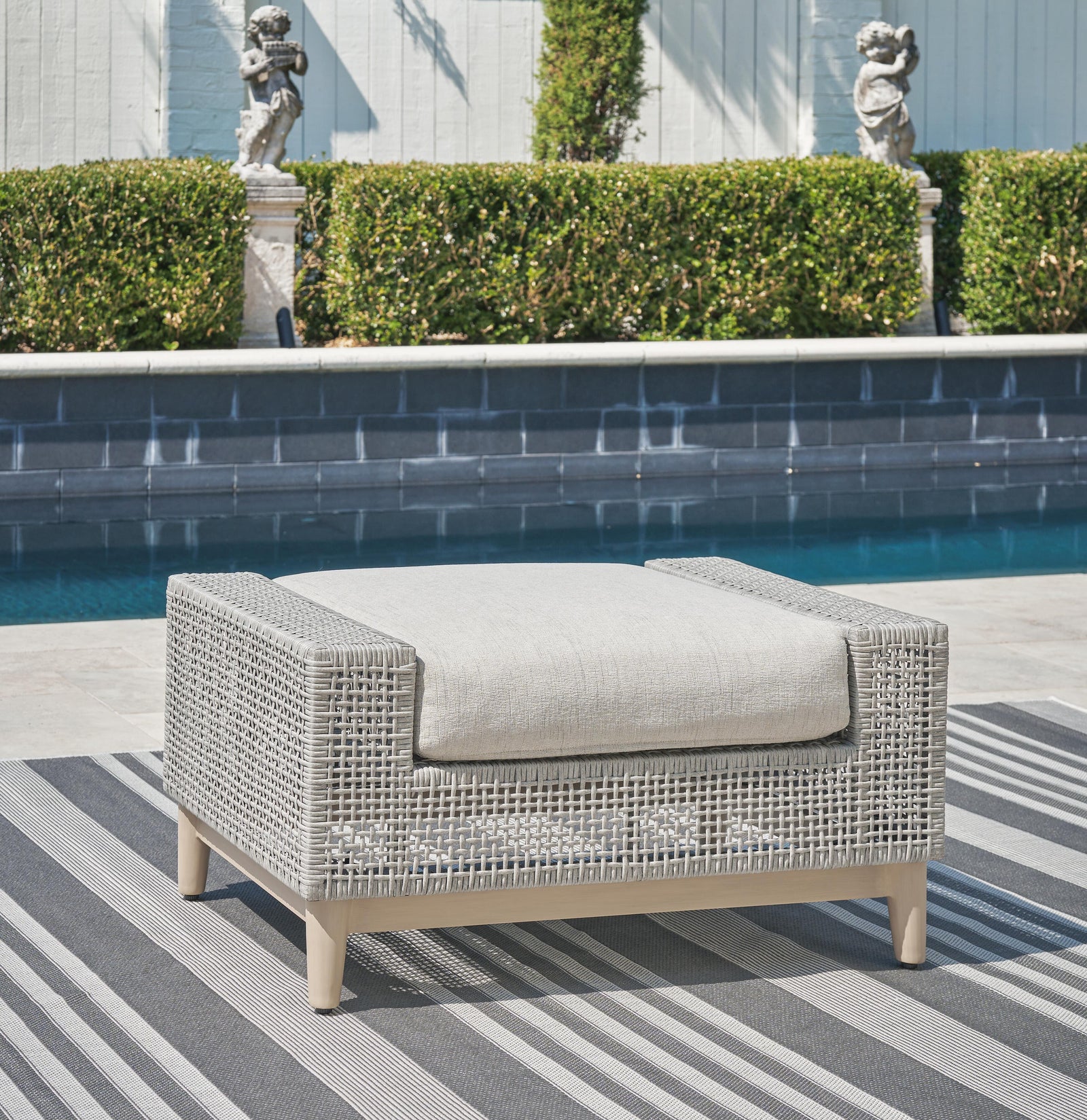 Seton Creek Outdoor Ottoman with Cushion - Dark Gray (2)