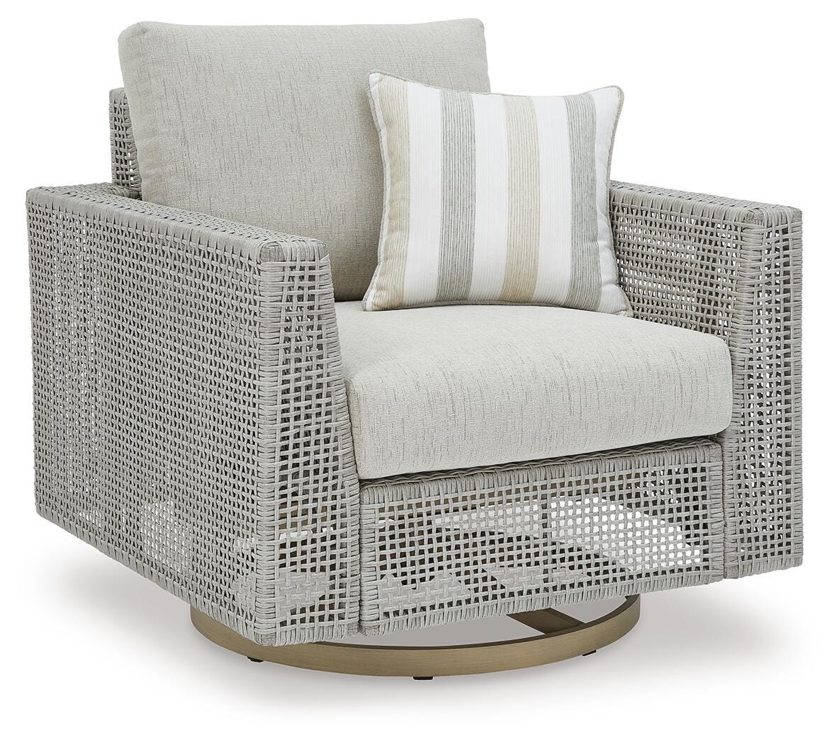 Seton Creek Outdoor Swivel Lounge with Cushion - Dark Gray (1)
