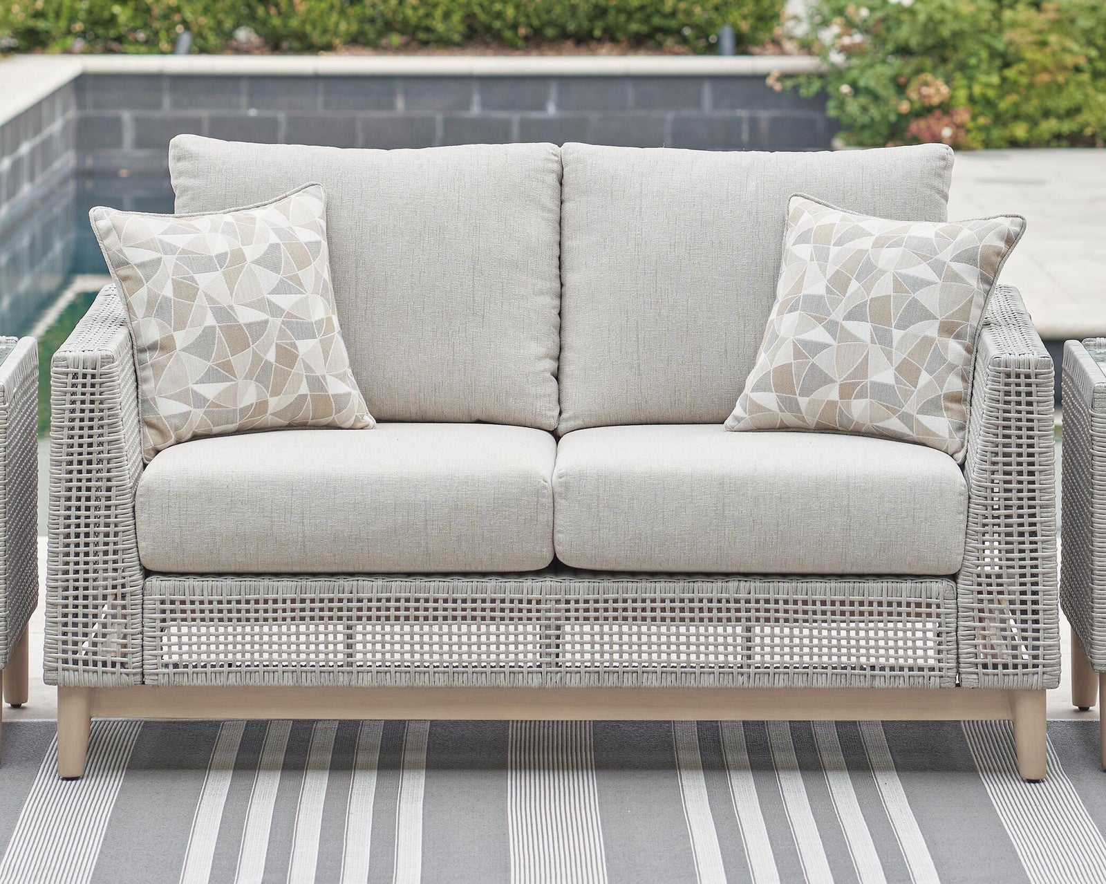 Seton Creek Outdoor Loveseat with Cushion - Dark Gray (2)