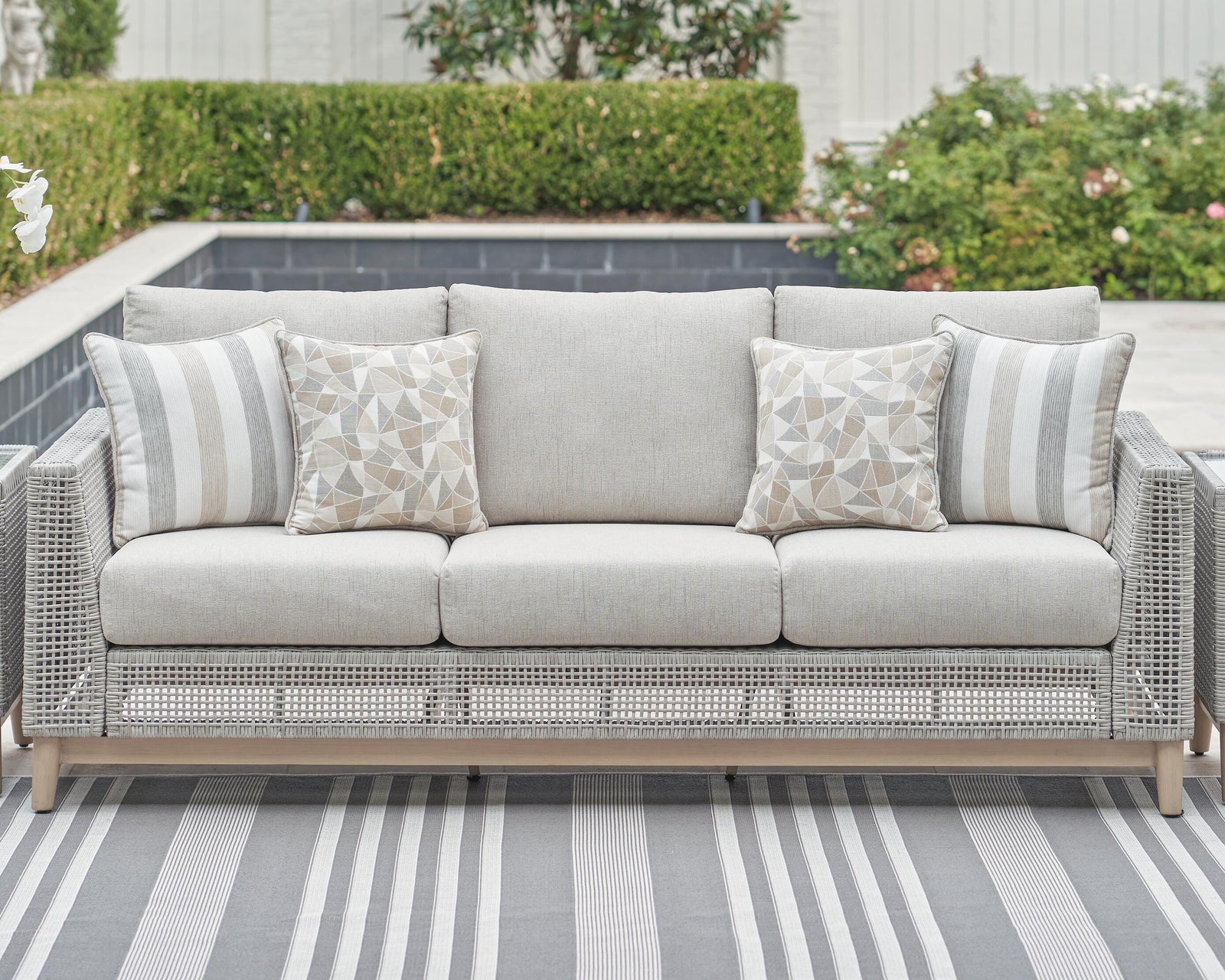 Seton Creek Outdoor Sofa with Cushion - Dark Gray (2)