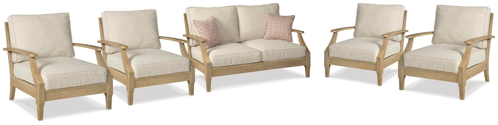 Clare View Outdoor Loveseat and 4 Lounge Chairs - Beige (1)