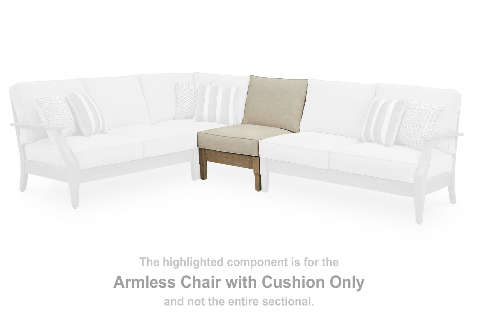 Clare View Armless Chair with Cushion - Beige (2)