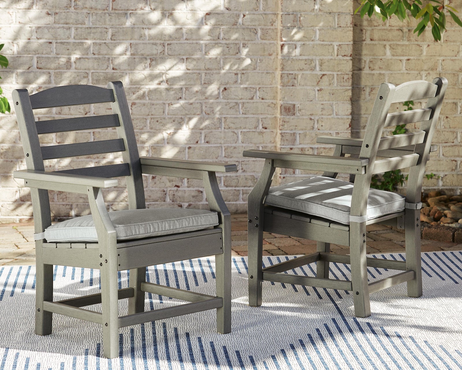 Visola Arm Chair with Cushion (Set of 2) - Gray (2)