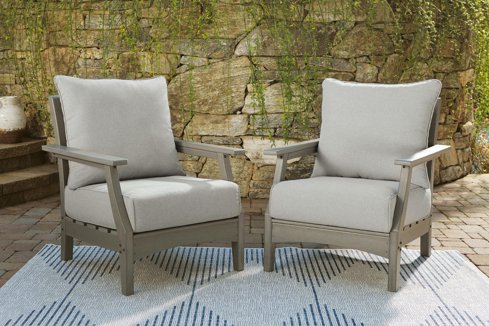 Visola Lounge Chair with Cushion (Set of 2) - Gray (2)
