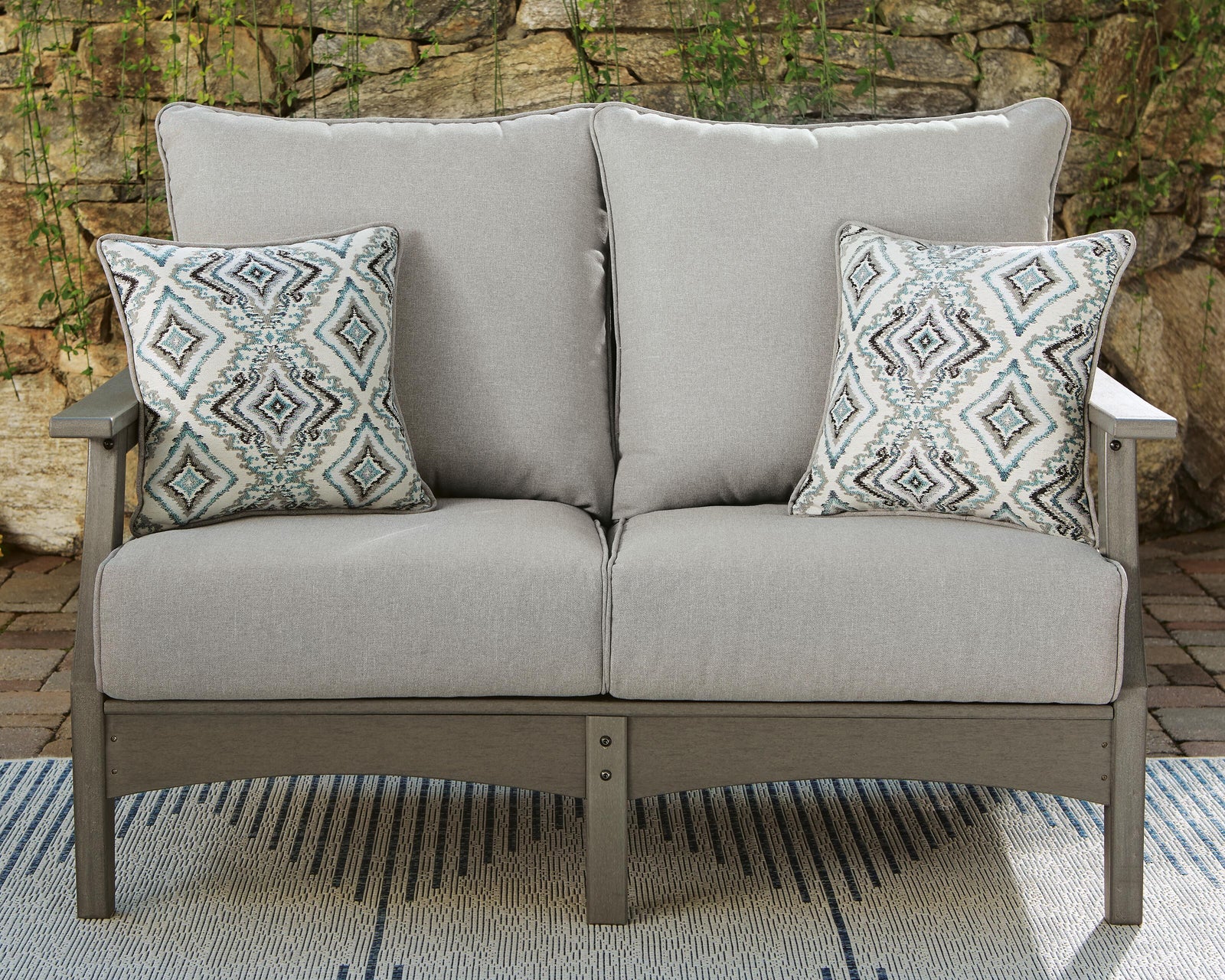 Visola Outdoor Loveseat with Cushion - Gray (2)