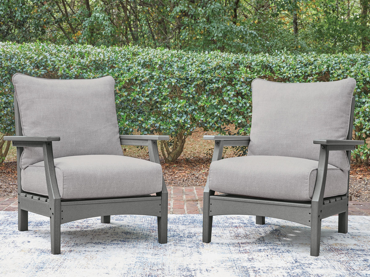 Cove Beach Outdoor Lounge Chair with Cushion - Gray (2)