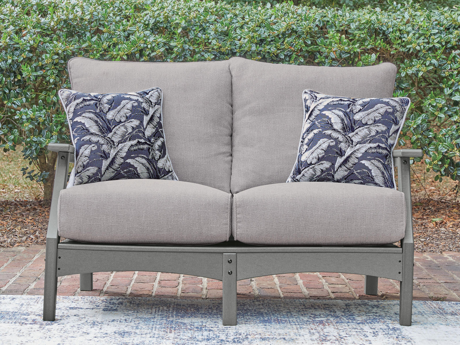 Cove Beach Outdoor Loveseat with Cushion - Gray (2)