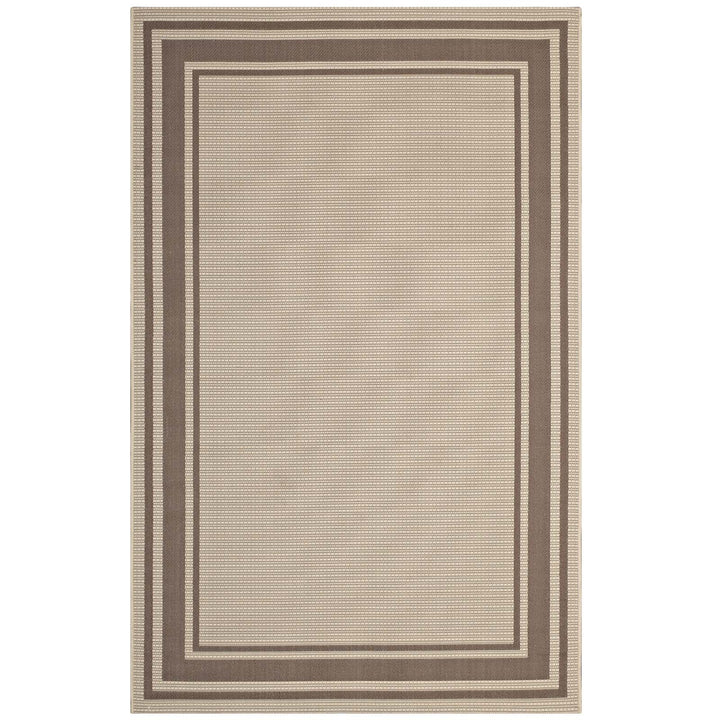 Rim Solid Border Area Rug in Light and Dark Beige, 8x10 - detail