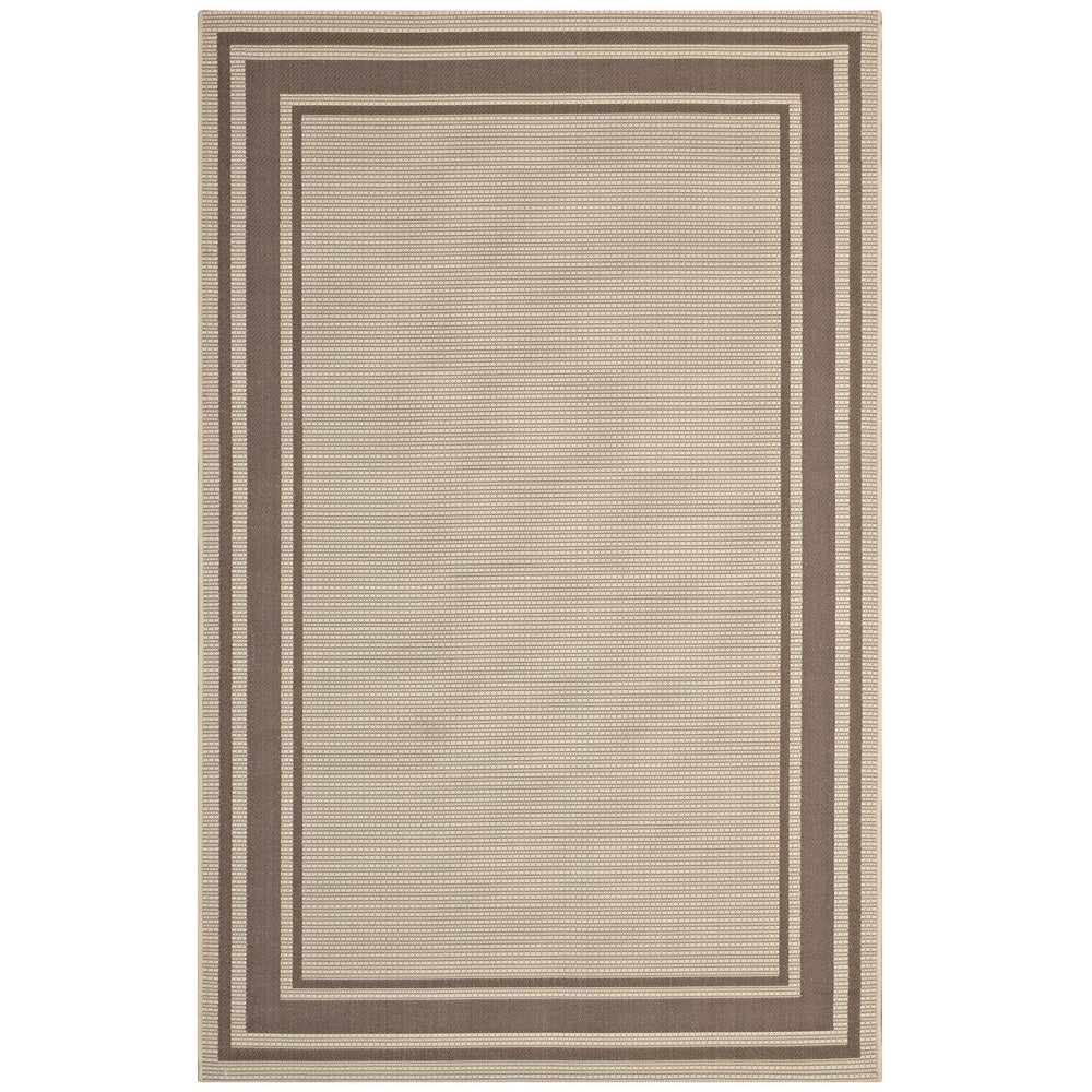 Rim Solid Border Area Rug in Light and Dark Beige, 8x10 - detail