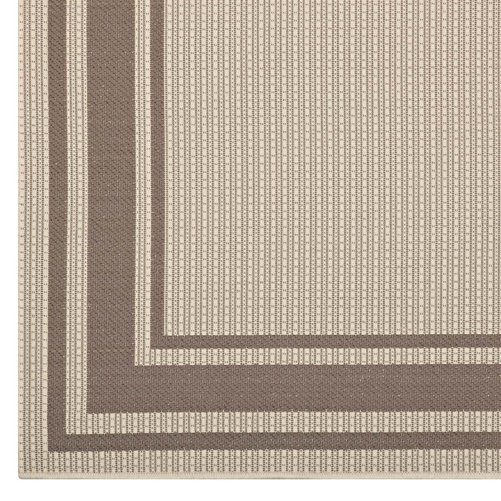 Rim Solid Border Area Rug in Light and Dark Beige, 8x10