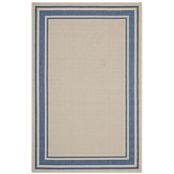 Rim Solid Border Area Rug in Blue and Beige, 5x8 - detail