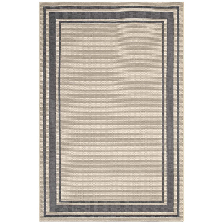 Rim Solid Border Area Rug in Gray and Beige, 8x10 - detail