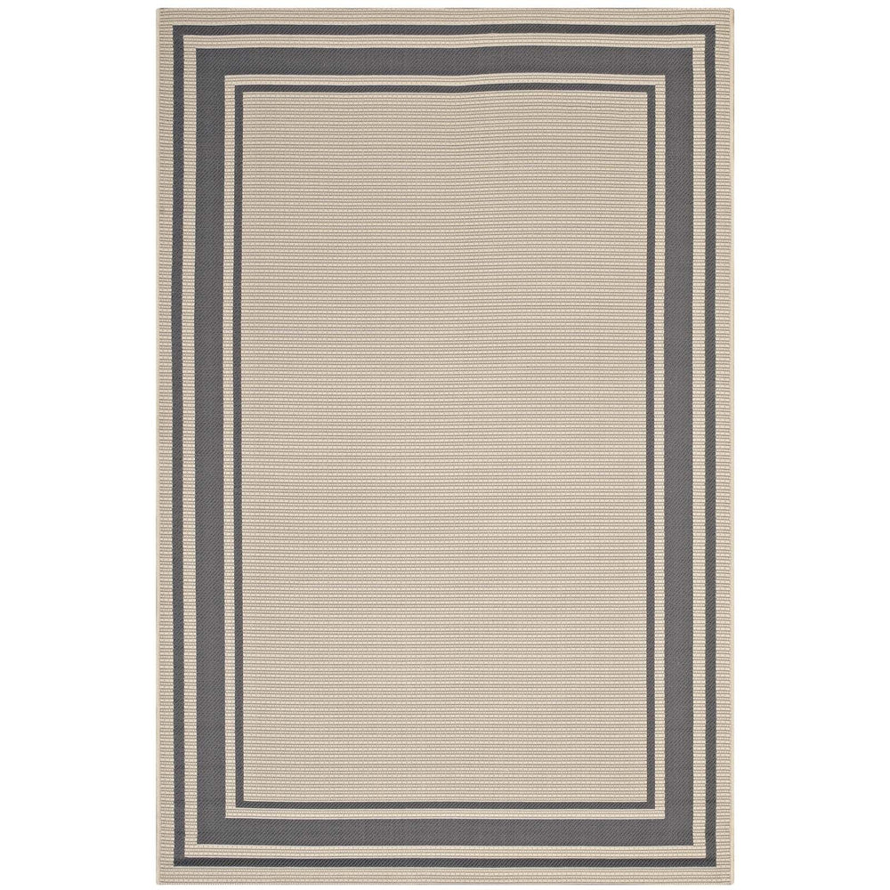 Rim Solid Border Area Rug in Gray and Beige, 8x10 - detail