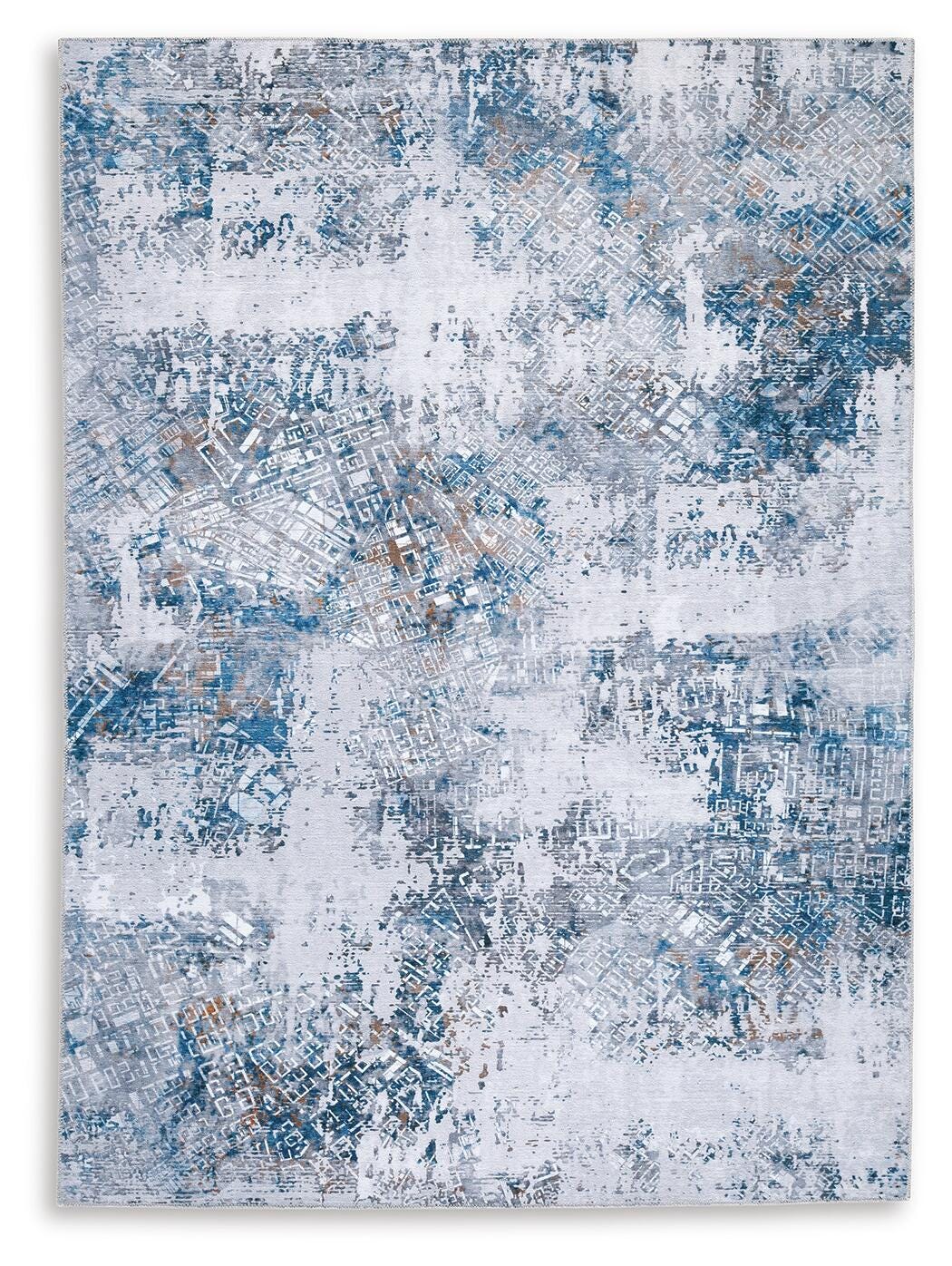 Garyard 5' x 7' Washable Rug - Blue (1)