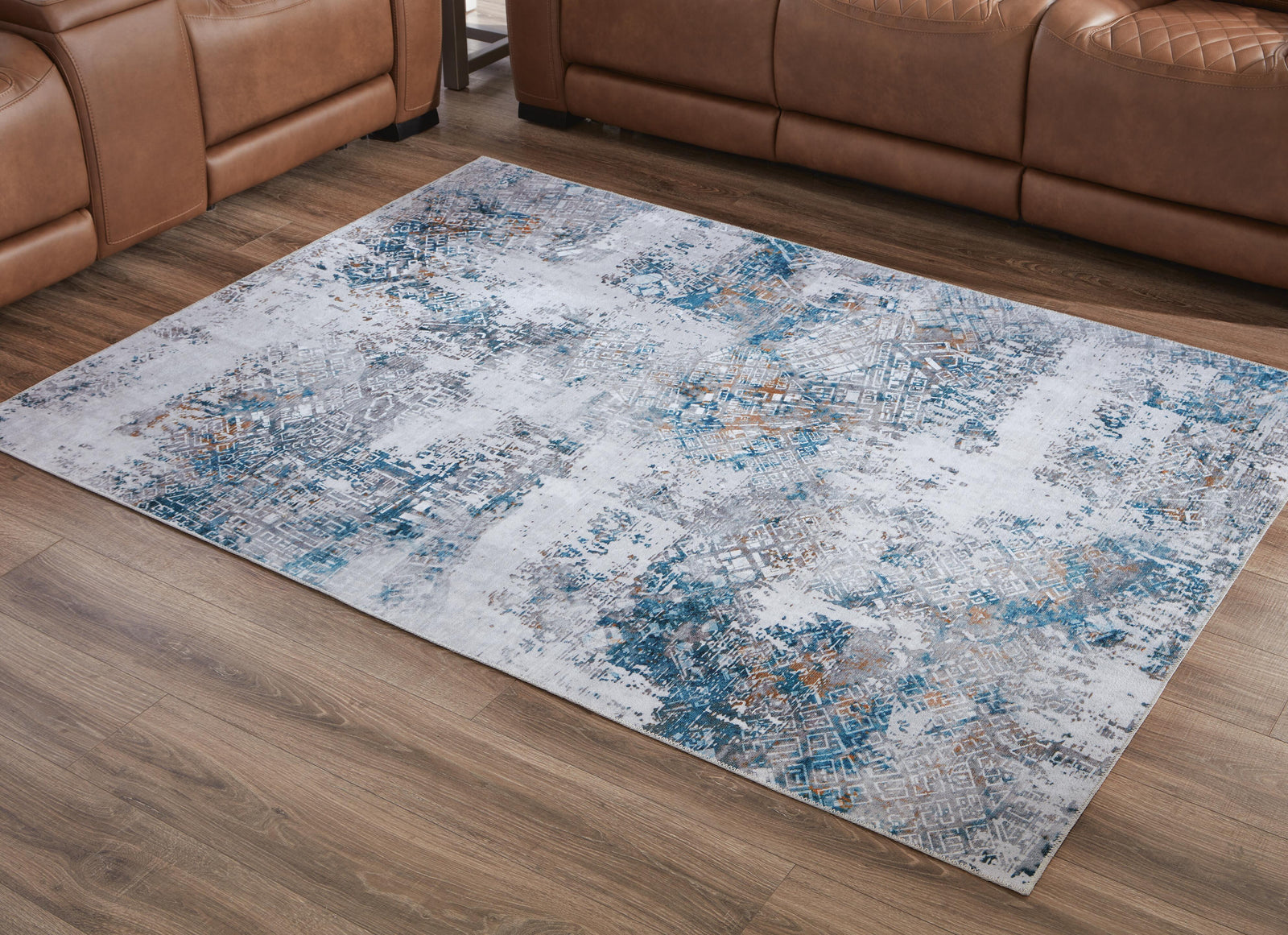 Garyard 5' x 7' Washable Rug - Blue (2)