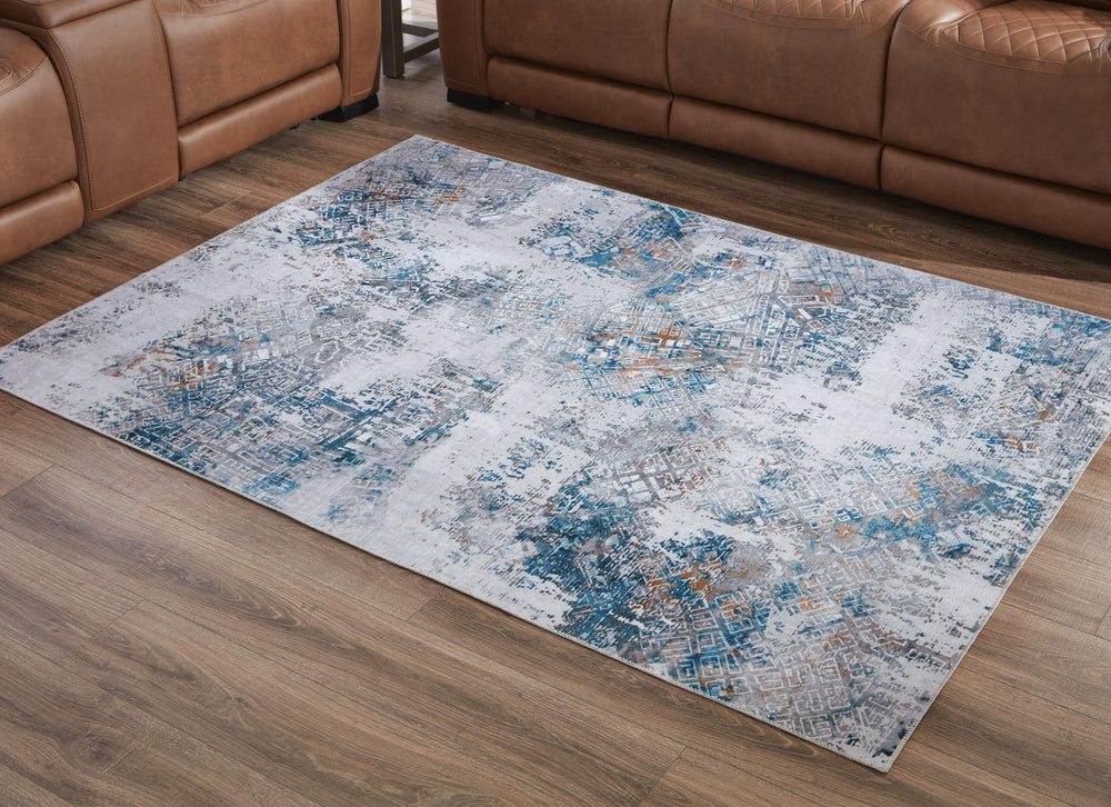Garyard 5' x 7' Washable Rug - Blue (2)