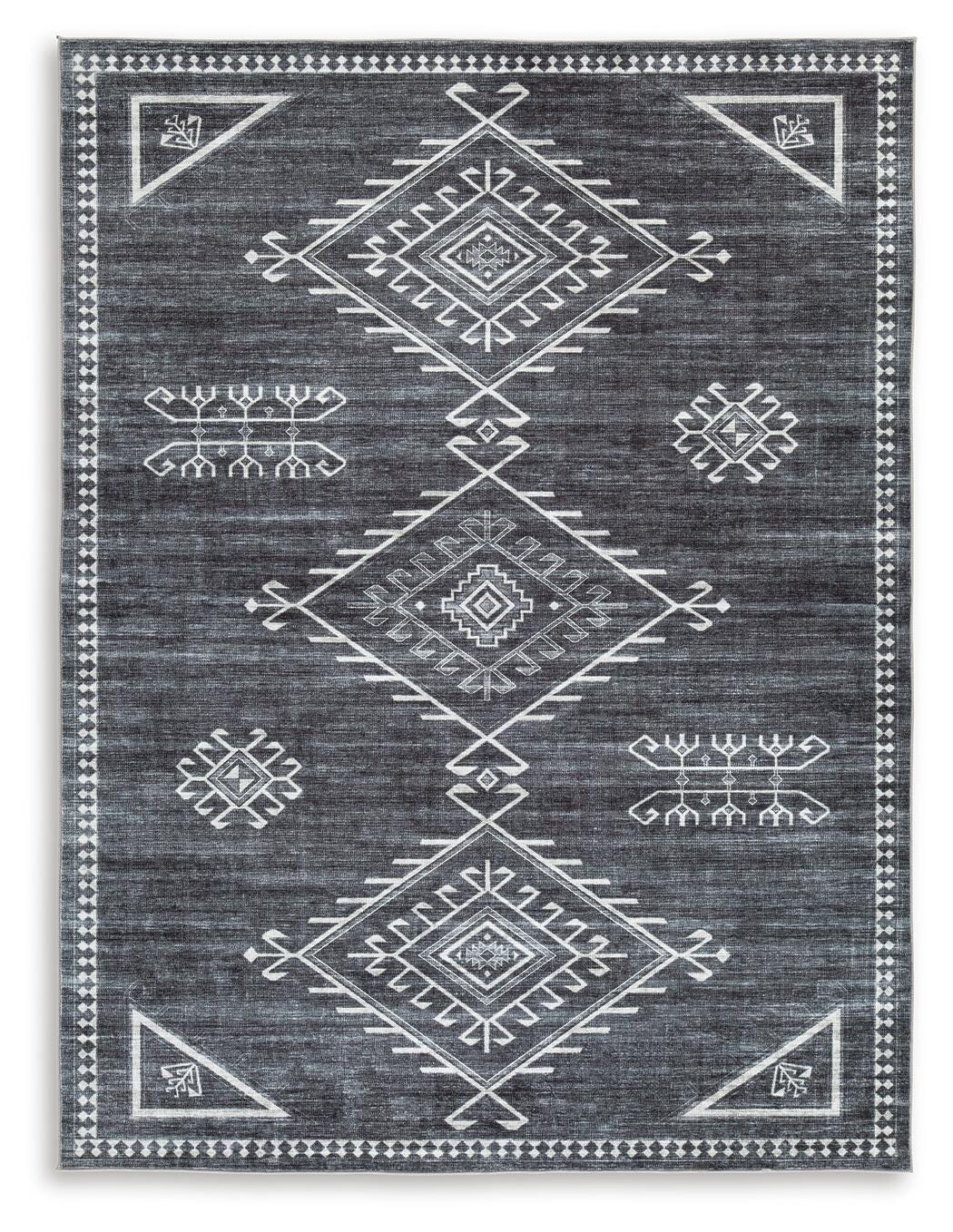 Arloman 5' x 7' Washable Rug - Black (1)