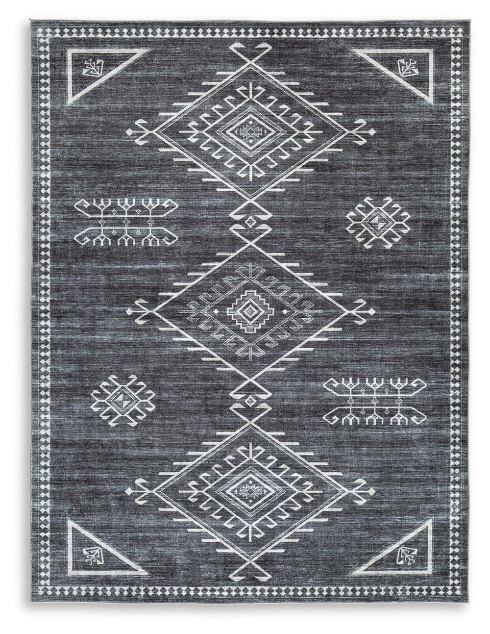 Arloman 5' x 7' Washable Rug - Black (1)
