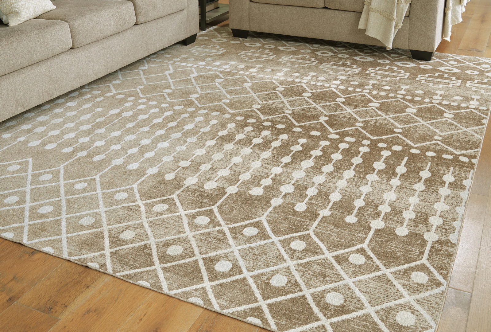Bunchly 7'10" x 10'3" Washable Rug - Light Brown (2)