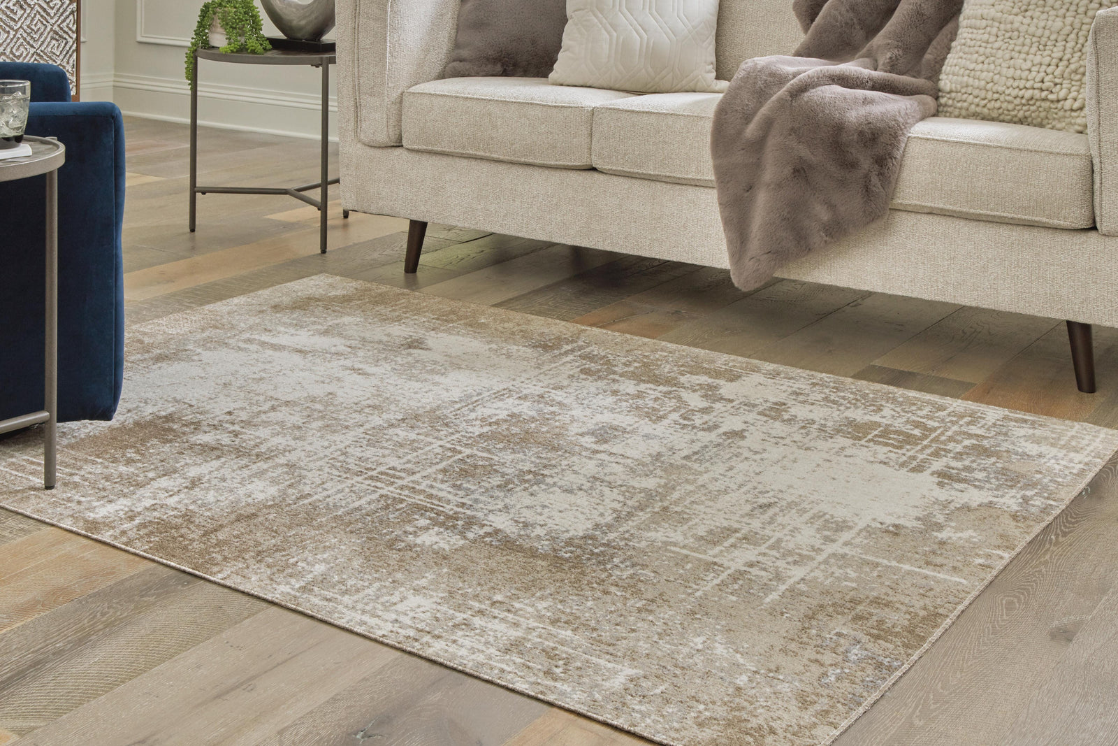 Grifflain 5'1" x 7' Washable Rug - Light Brown (2)